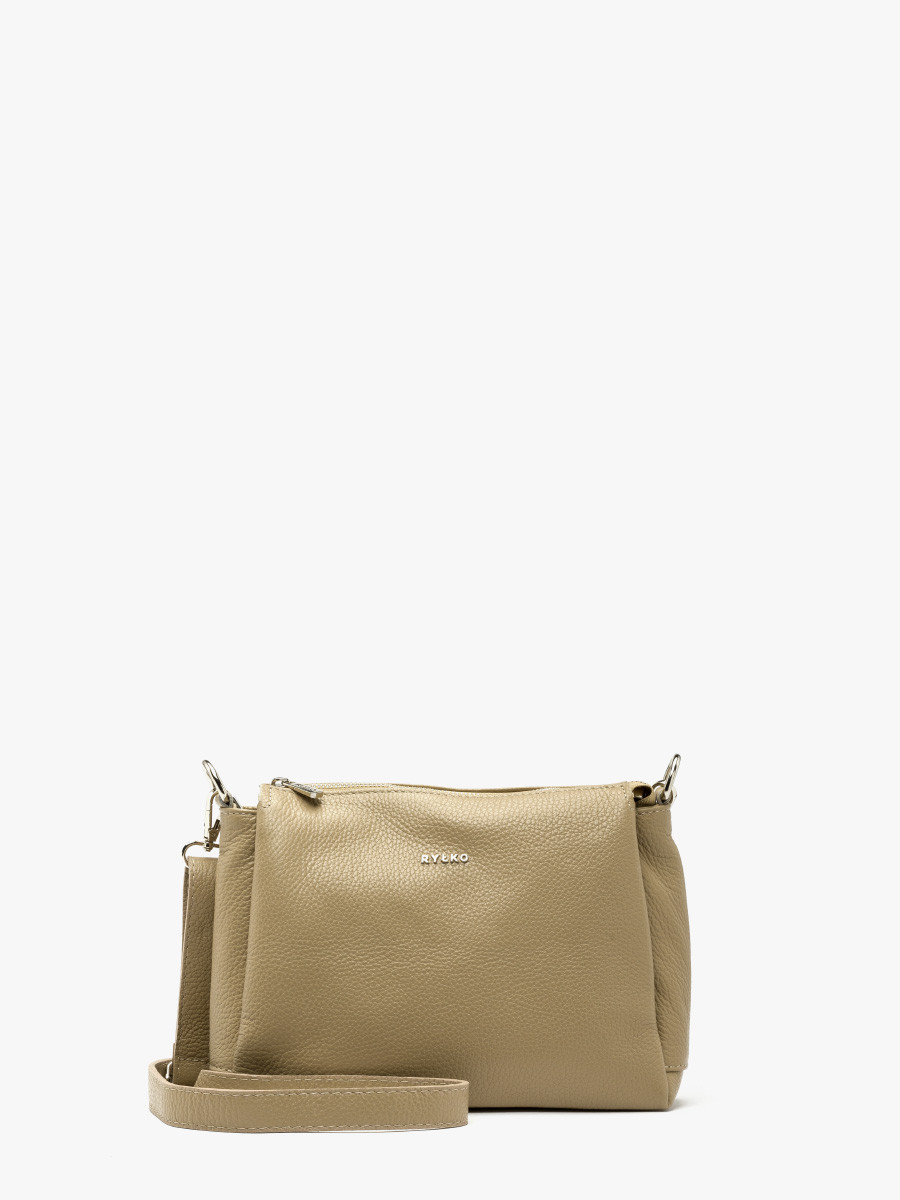 Ciemnobeowa torebka z regulowanym paskiem