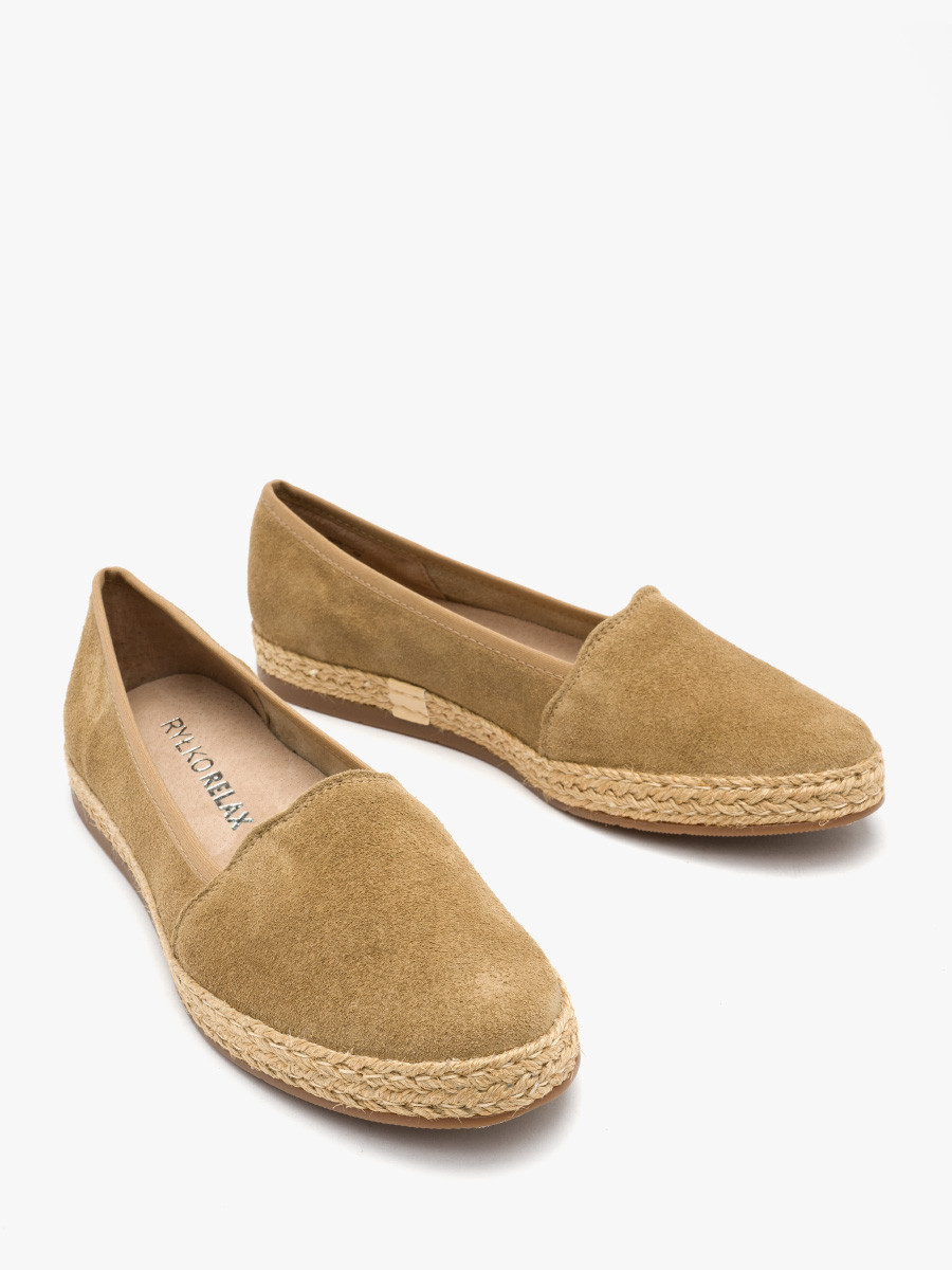Oliwkowe espadryle z ozdobn cholewk