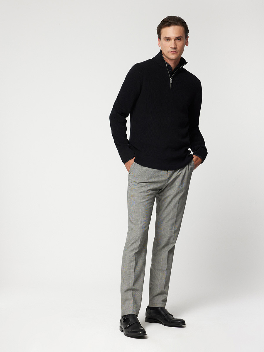 Czarne póbuty mskie z ozdobn cholewk