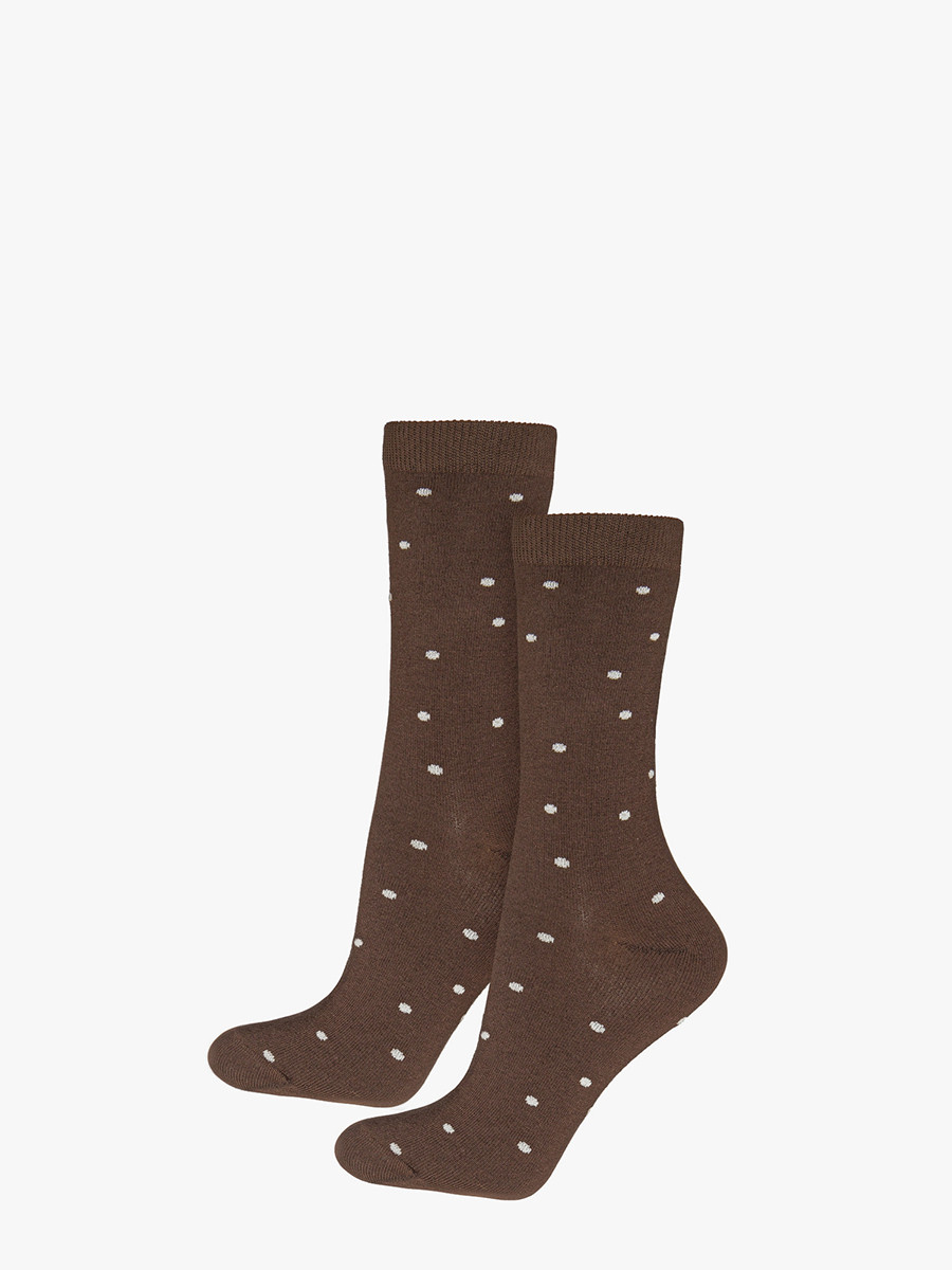 Brzowe skarpety damskie w kropki