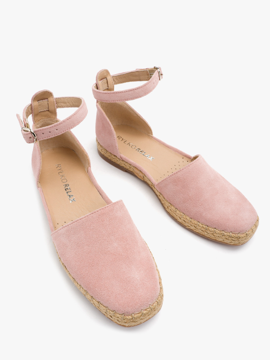 Róowe espadryle z zapiciem