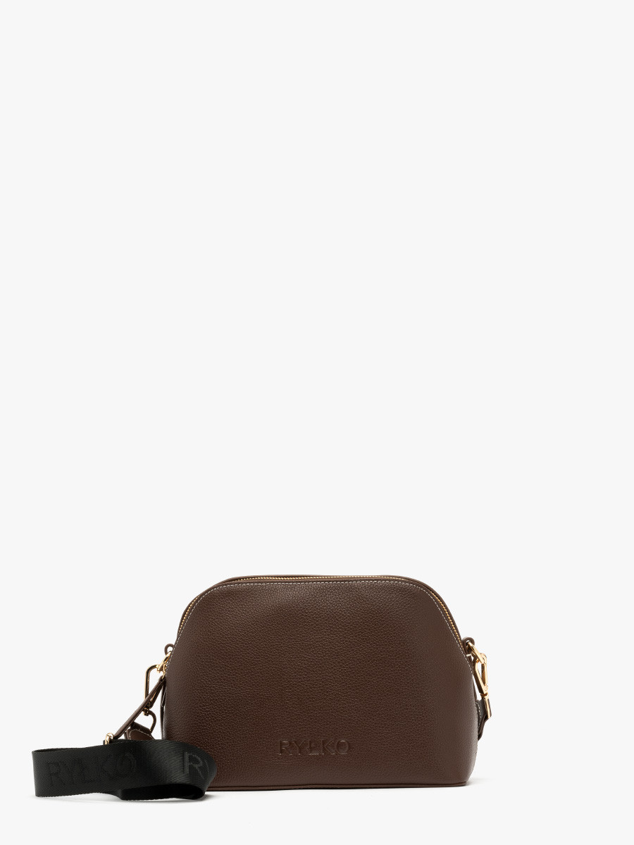 Ciemnobrzowa torebka z logotypem na pasku