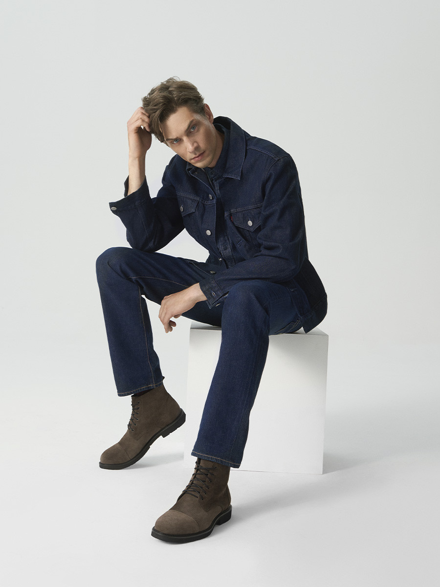 Szare trzewiki mskie na lekkiej podeszwie