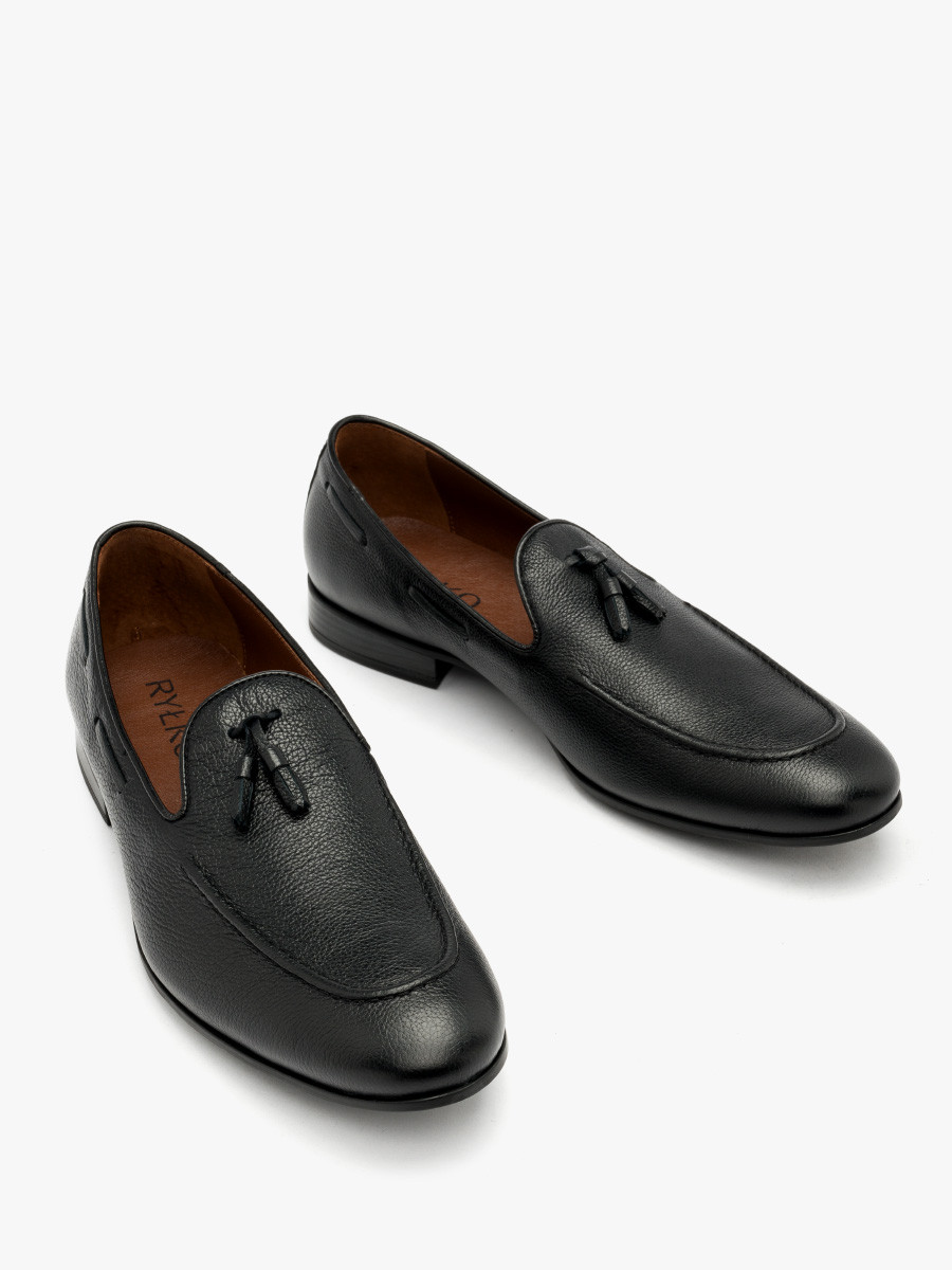 Czarne mokasyny mskie z frdzlem