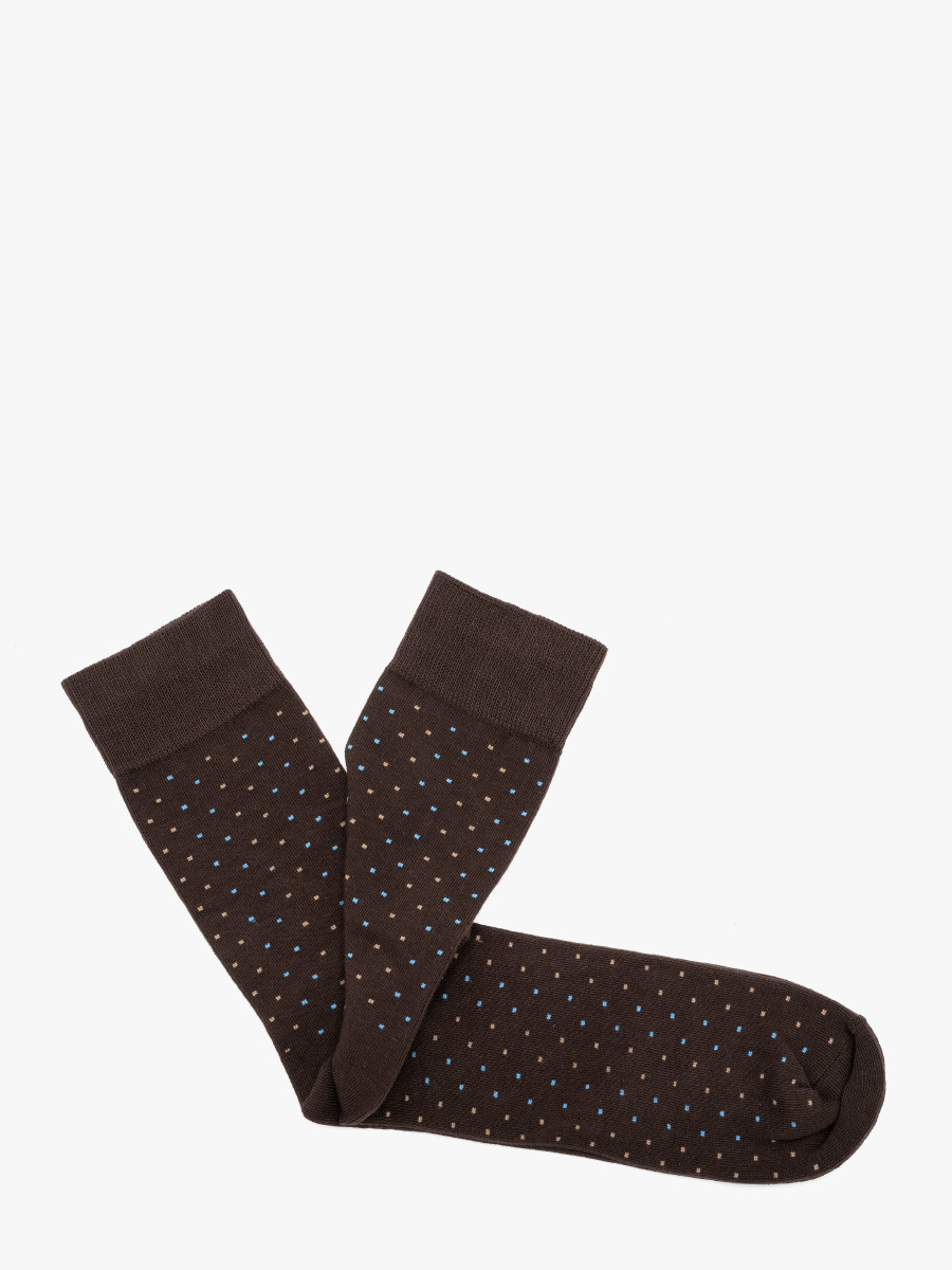 Brzowe skarpety mskie w kropki