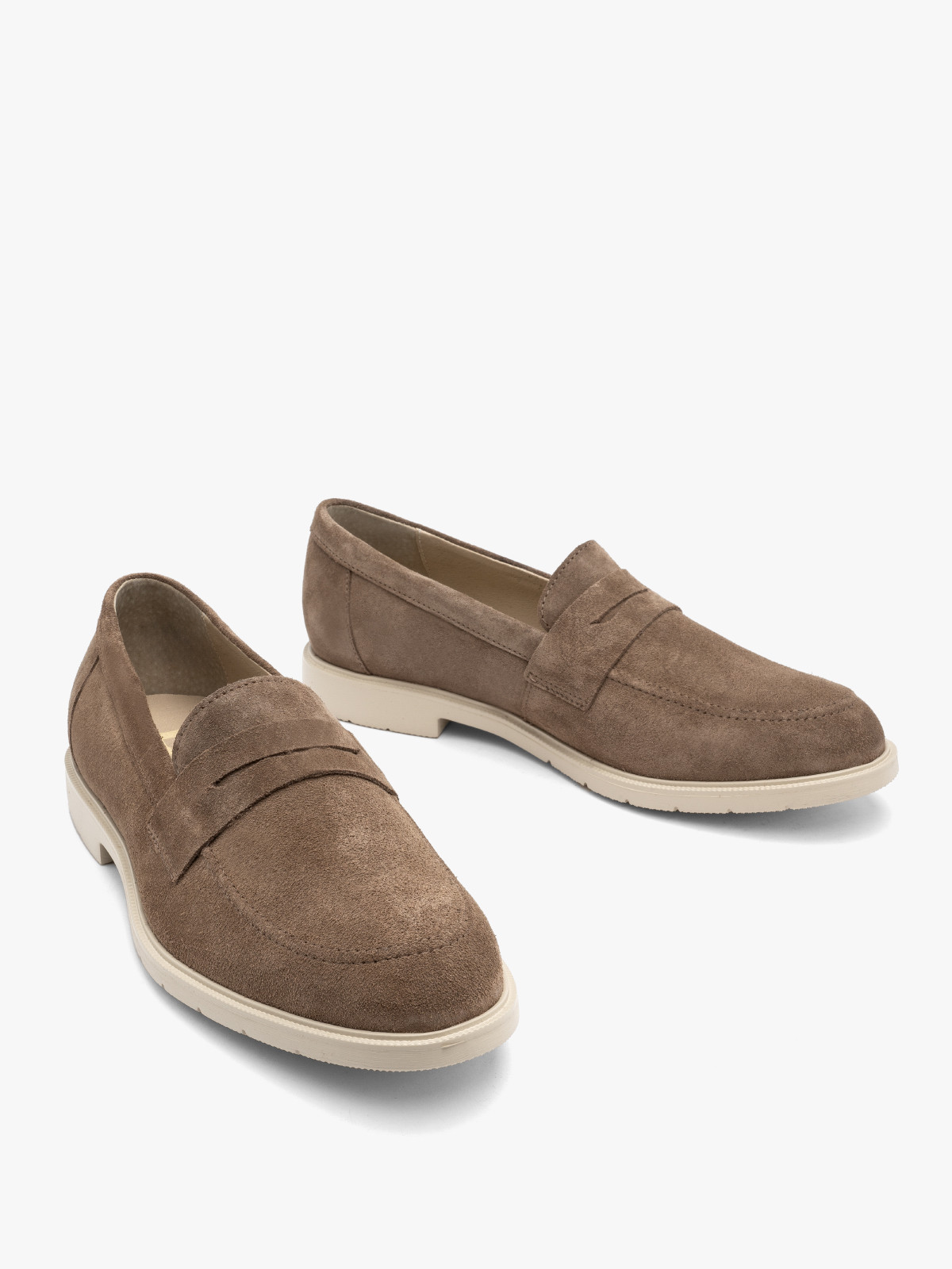 Szaro-beowe mokasyny mskie na lekkiej podeszwie