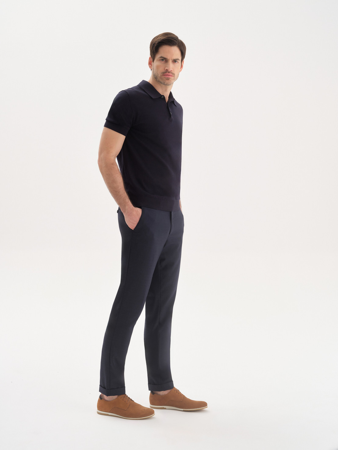 Brzowe póbuty mskie z ozdobn perforacj