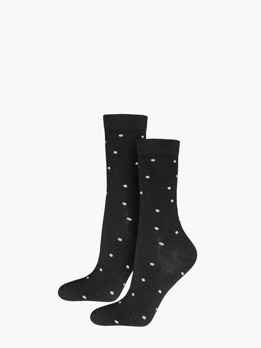 Czarne skarpety damskie w kropki