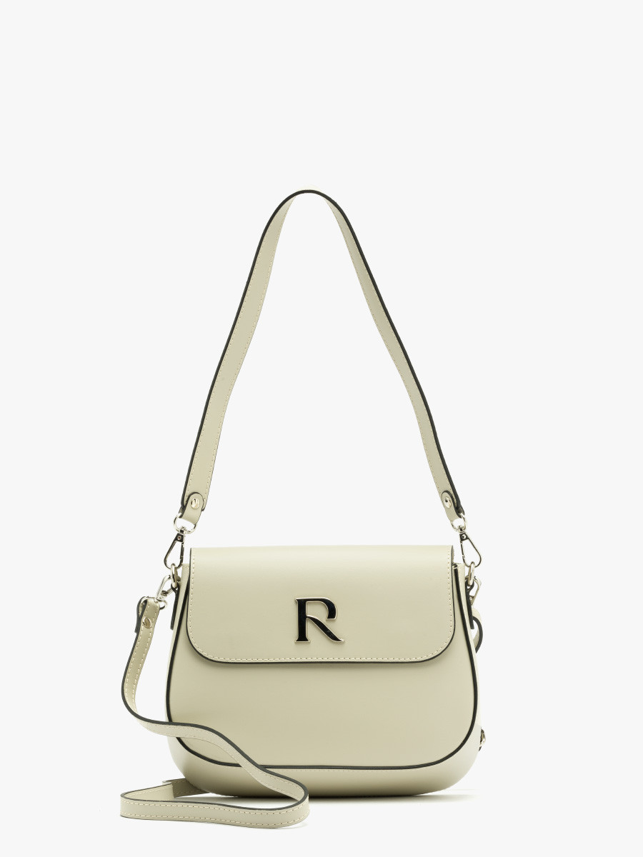 Maa, kremowa torebka z ozdobnym logotypem