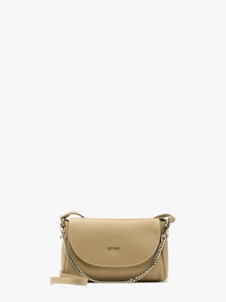 Ciemnobeowa torebka z ańcuszkiem