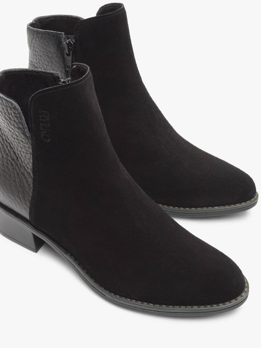 Czarne botki na niskim obcasie