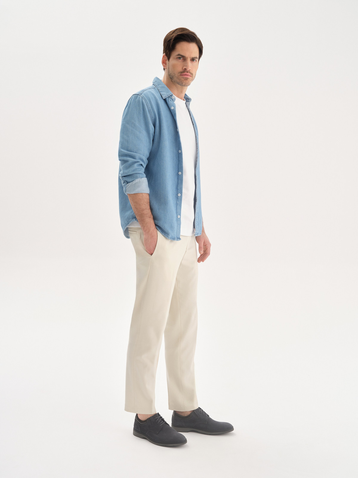 Szary póbut mski sznurowany