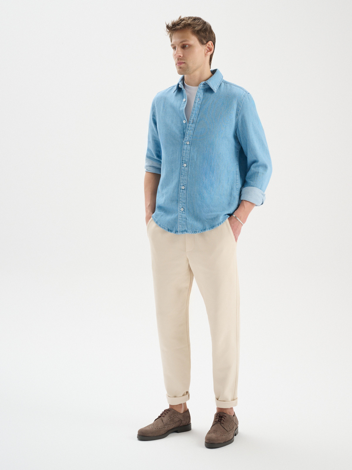 Szarobrzowe brogsy mskie