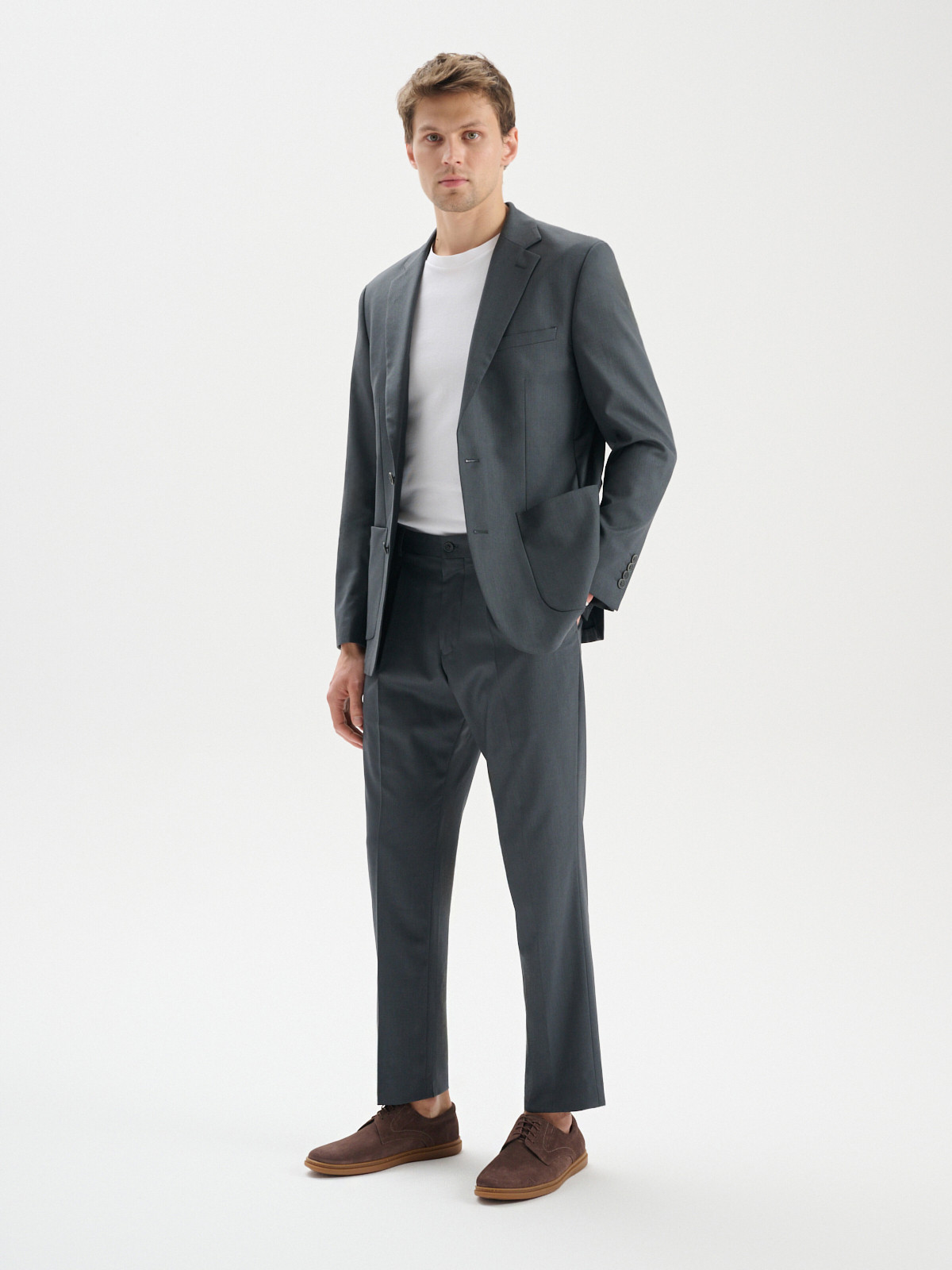 Brzowe póbuty mskie welurowe