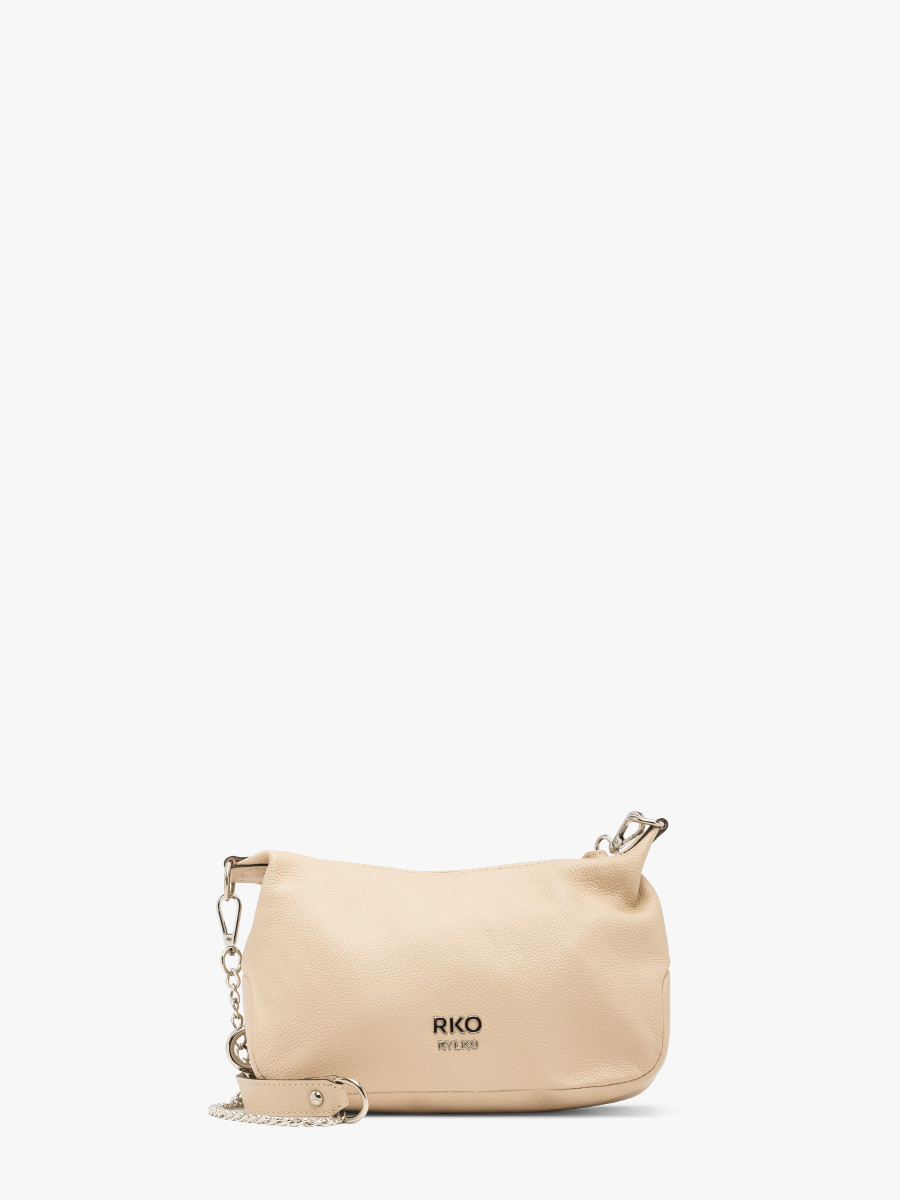 Beowa torebka z ozdobnym srebrnym ańcuszkiem