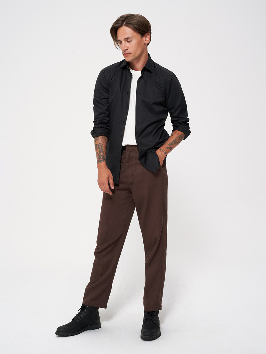 Czarne trzewiki mskie z czonych skór