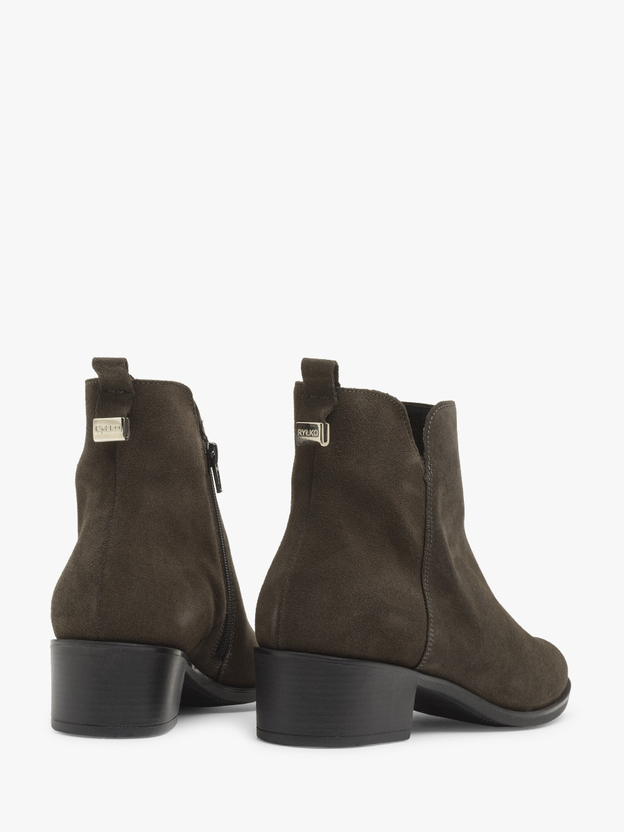 Szare, welurowe botki z ozdobn cholewk