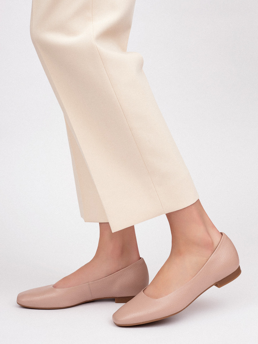 Róowe baleriny z kwadratowym noskiem