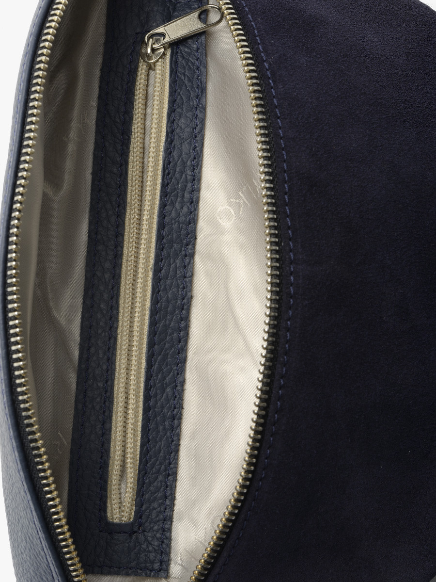 Granatowa pojemna nerka skórzana