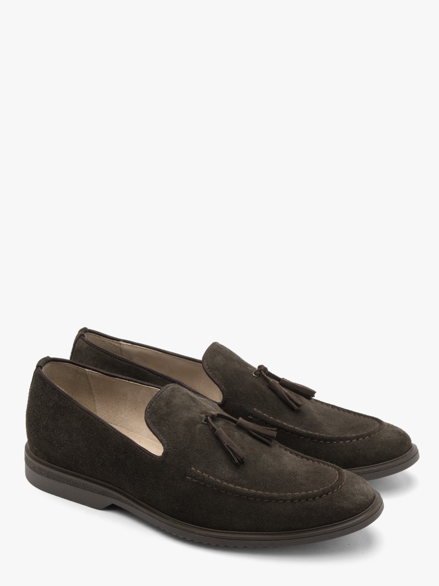 Ciemnobrzowy mokasyn mski z ozdobnym frdzlem