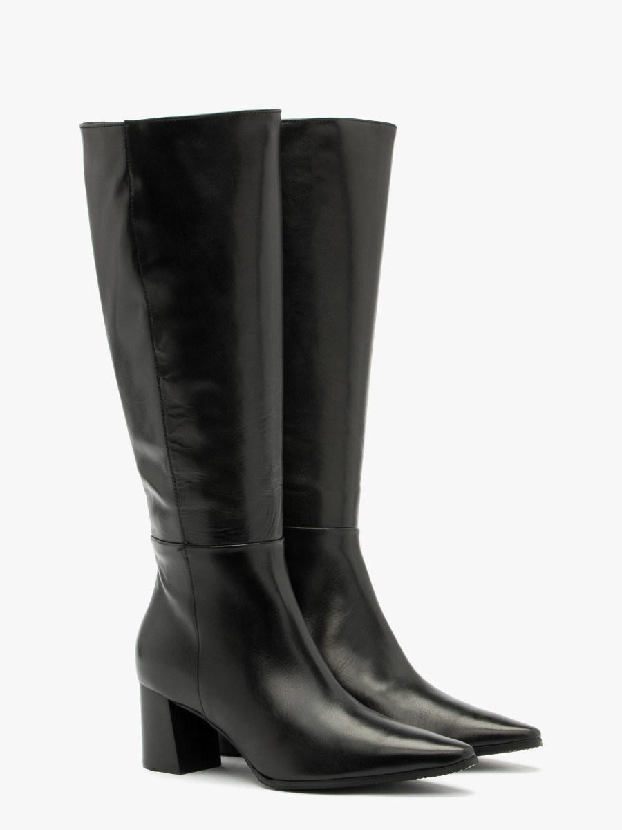 Czarne kozaki z szerok cholewk