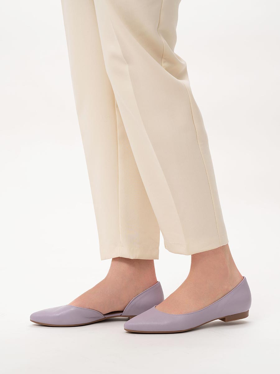 Liliowe baleriny z ozdobn cholewk