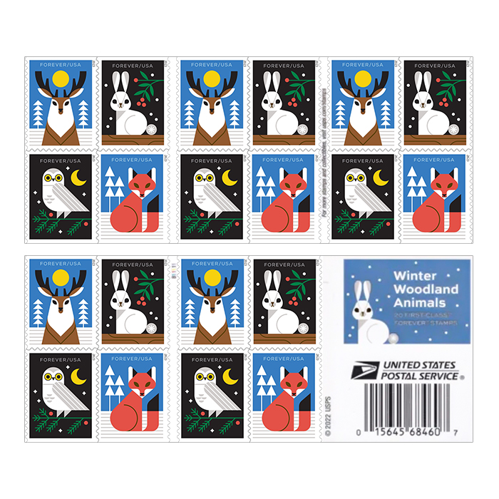 Winter Woodland Animals  Forever Stamps 2023