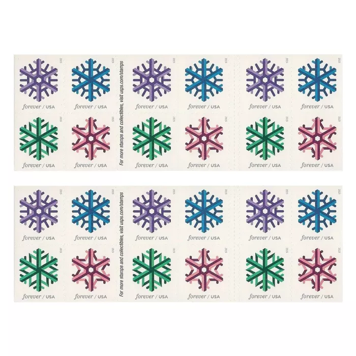 Geometric Snowflakes Forever Stamps 2015