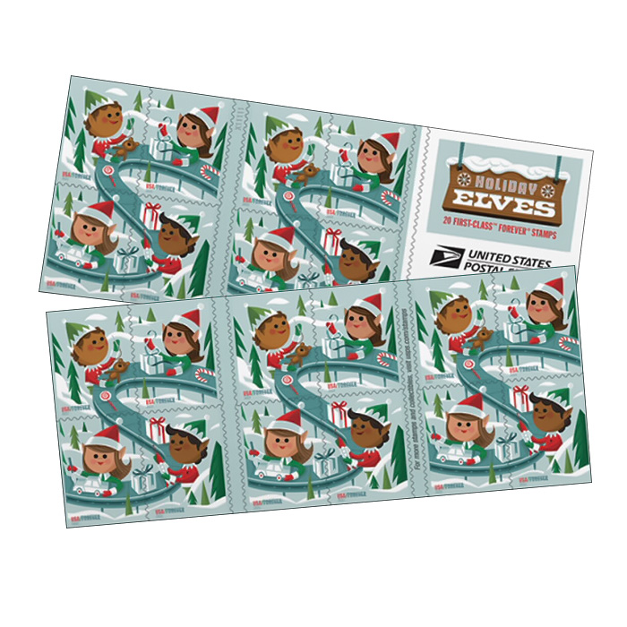 Holiday Elves Forever Stamps 2022