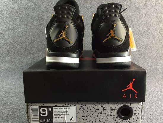 Authentic Air Jordan 4 Gold-Metllic Black