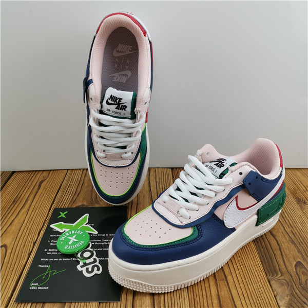 Air Force 1 new blue, green and pink women''s shoes are assembled and deconstructed into the original Air Force logo cl0919-101