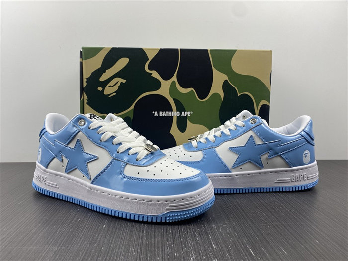 A Bathing Ape Bape Sta Patent Leather Blue White