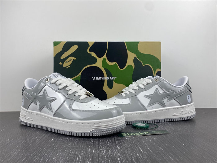 A Bathing Ape Bape Sta Patent Leather White Grey