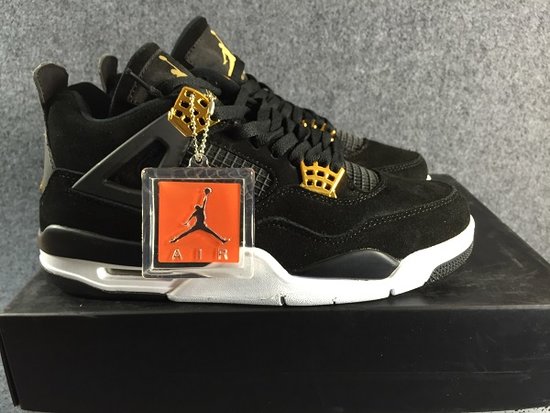 Authentic Air Jordan 4 Gold-Metllic Black