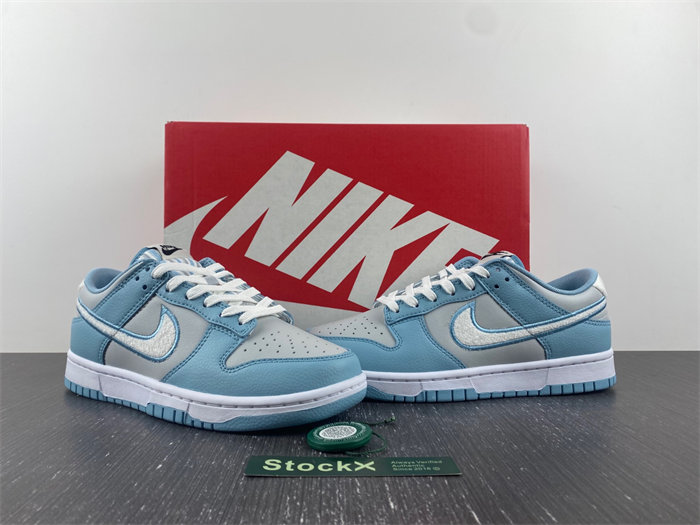 Nike Dunk Low Retro Fleece Swoosh Worn Blue  FB1871-011