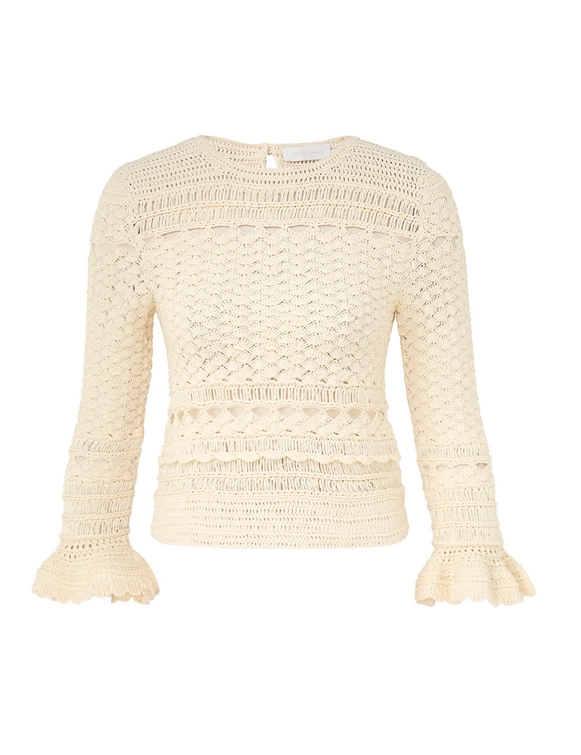 Waverly Crochet Crew Neck Top