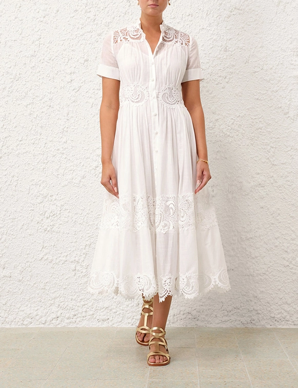 POP LACE TRIMMED MIDI DRESS