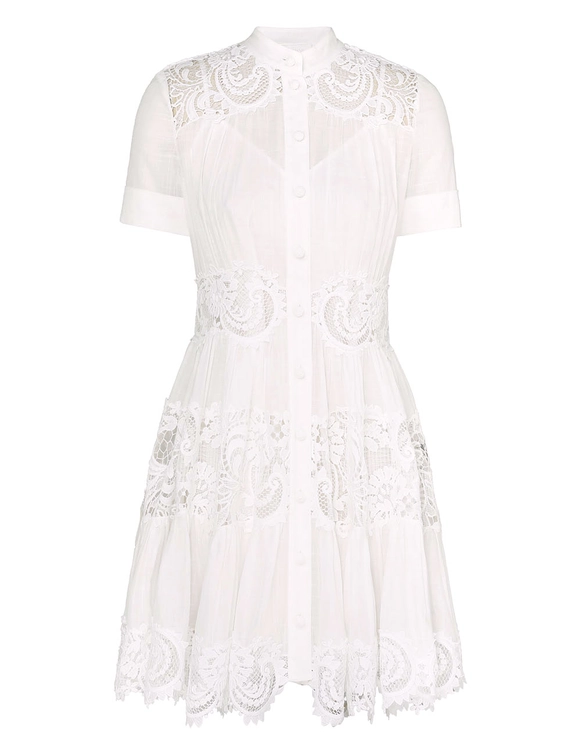 POP LACE TRIMMED MINI DRESS