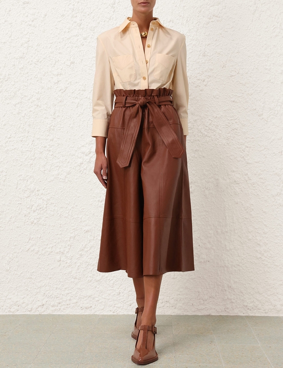 NATURA LEATHER CROPPED PANT