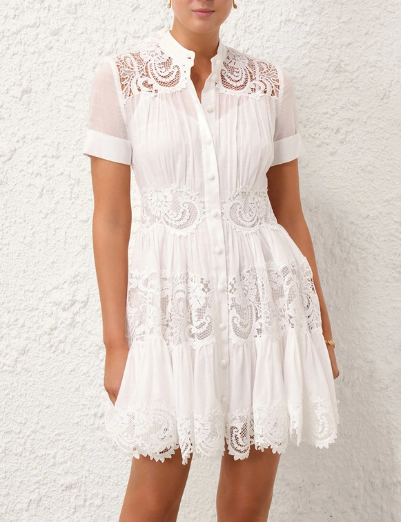 POP LACE TRIMMED MINI DRESS