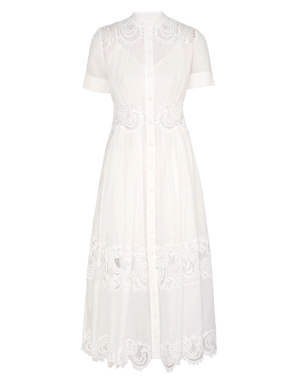POP LACE TRIMMED MIDI DRESS