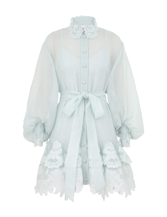 Crush Tiered Lace Shirt Dress