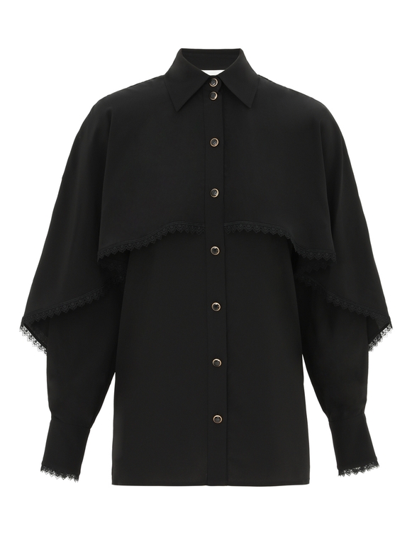 Fringed Cape Blouse