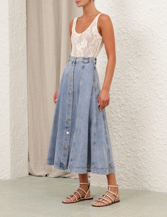 Denim Flare Skirt