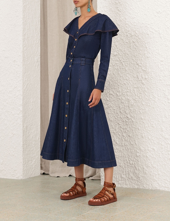 Caped Denim Blouse