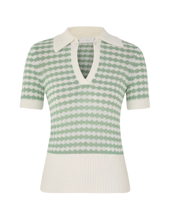 Everley Scallop Knit Polo Tee