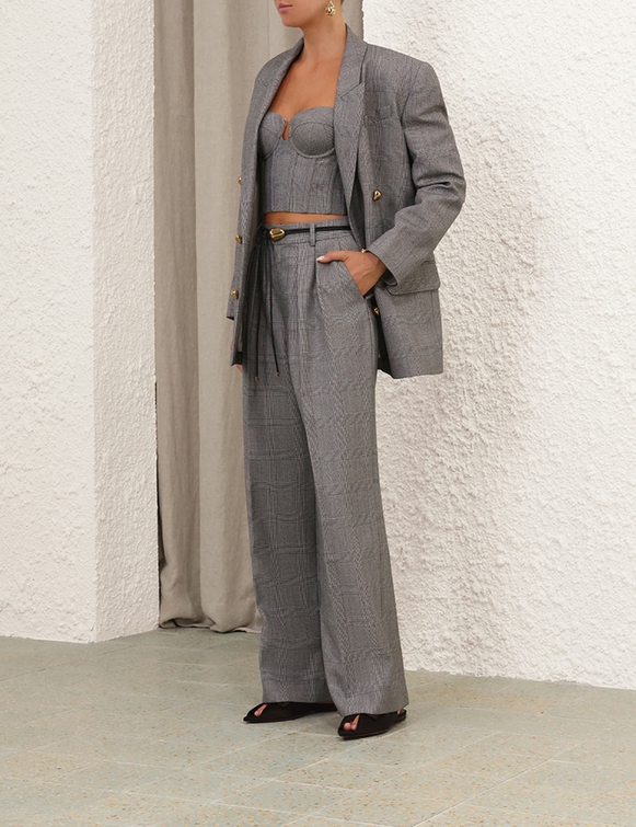 Crush Check Wide Leg Pant