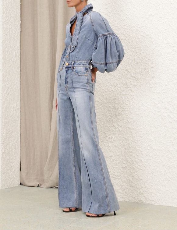 Tied Denim Blouse