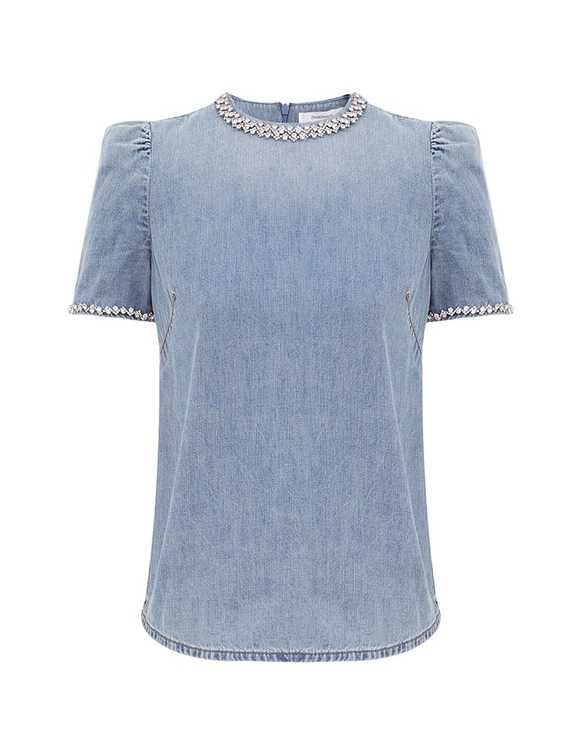 Crush Embellished Denim Top