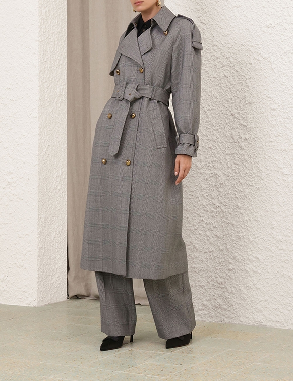 Check Trench Coat